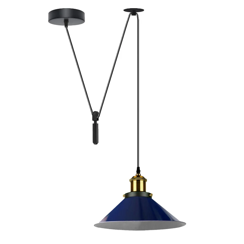 Höhenverstellbare Vintage Pendelleuchte mit Flaschenzug ~3188