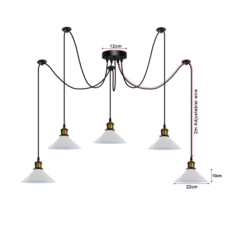 Vintage 5-Kopf Spinnenlampe E27 Deckenleuchte Wohnzimmer