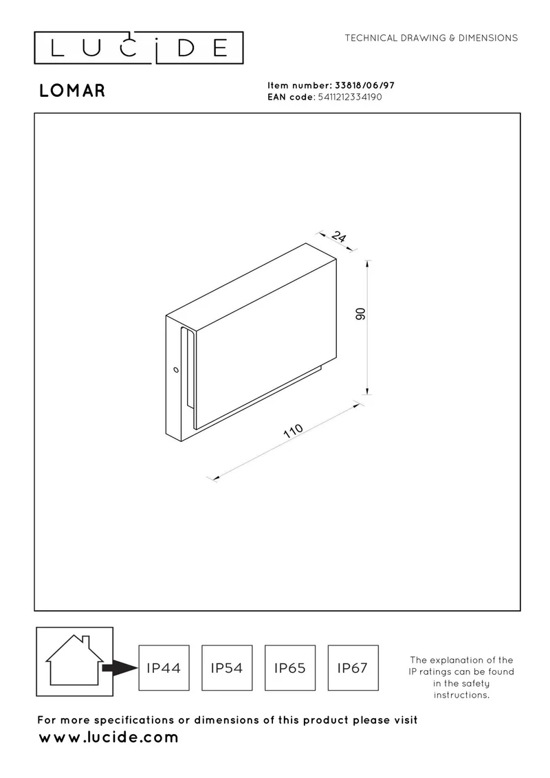 LED-Außenwandleuchte Lomar IP54 Rostfarben 11cm