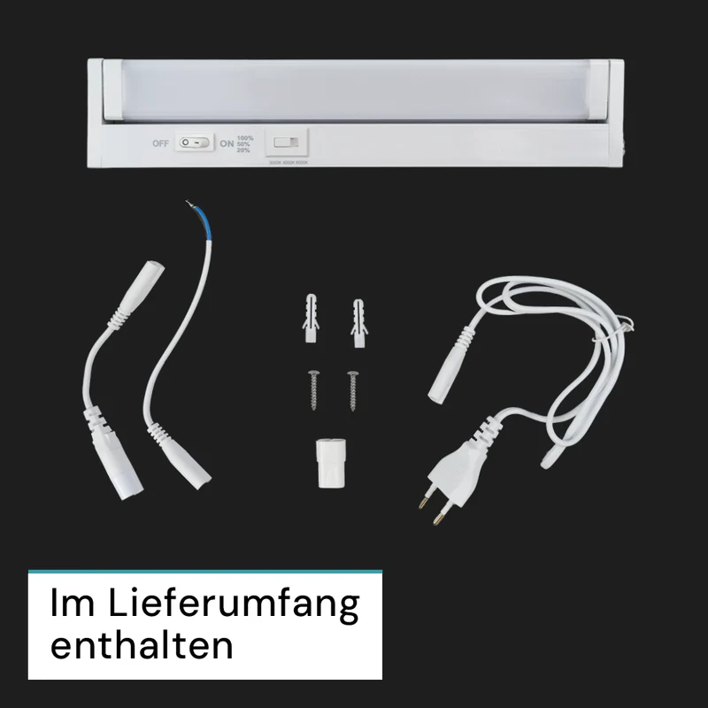 LED-Unterbauleuchte, schwenkbar, mit Schalter, 30 cm, 4 W, 400 lm, einstellbare Lichtfarbe, dimmbar, erweiterbar, Küchen- und Schrankbeleuchtung