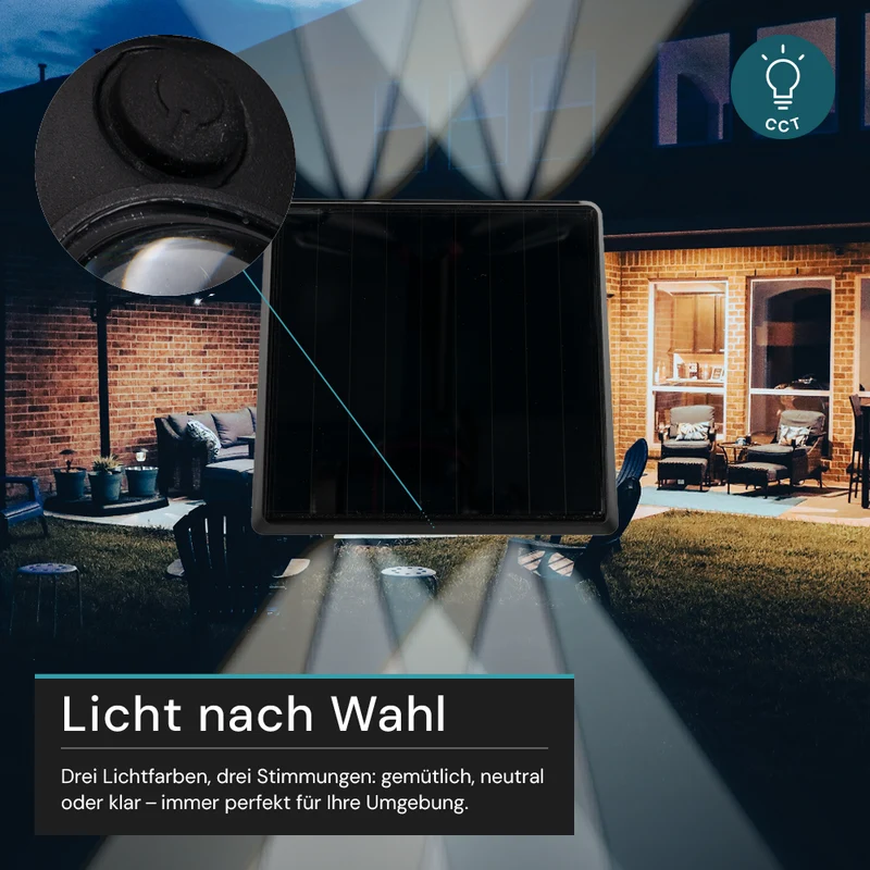 Solar LED Wandleuchte Außen, Up/Down, 2-flammig, 3 Lichtfarben einstellbar (CCT), IP54, mit Akku, Gartenleuchte