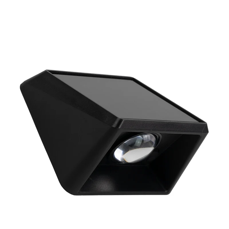 Solar-Wandleuchte, 1 W, 18 lm, CCT, schwarz, IP54, Akku