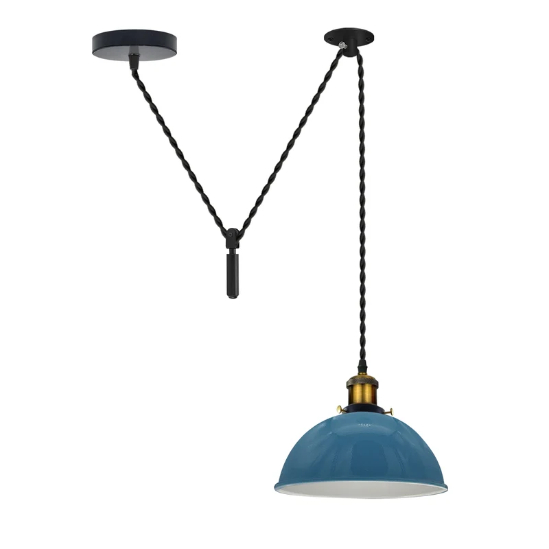 Hellblaue Pendelleuchte Flaschenzug Design–2m Kabel ~3063