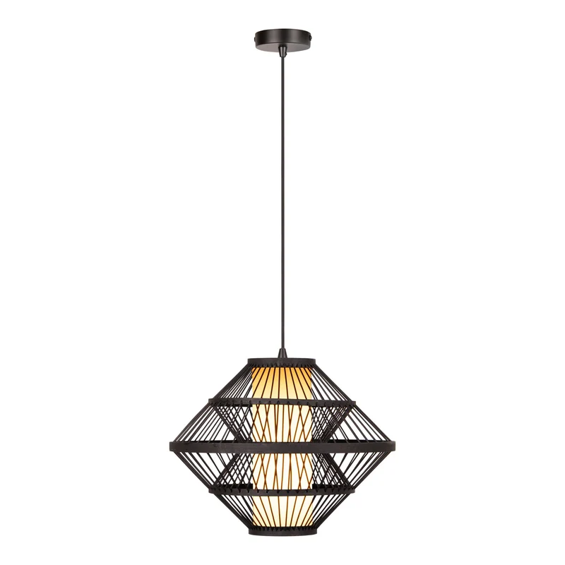 Pendelleuchte Pasquino 1-flammig Holzschirm Schwarz Ø40cm