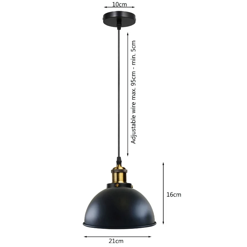 Schwarz Pendelleuchte Mit höhenverstellbare 95cm Kabel~3071