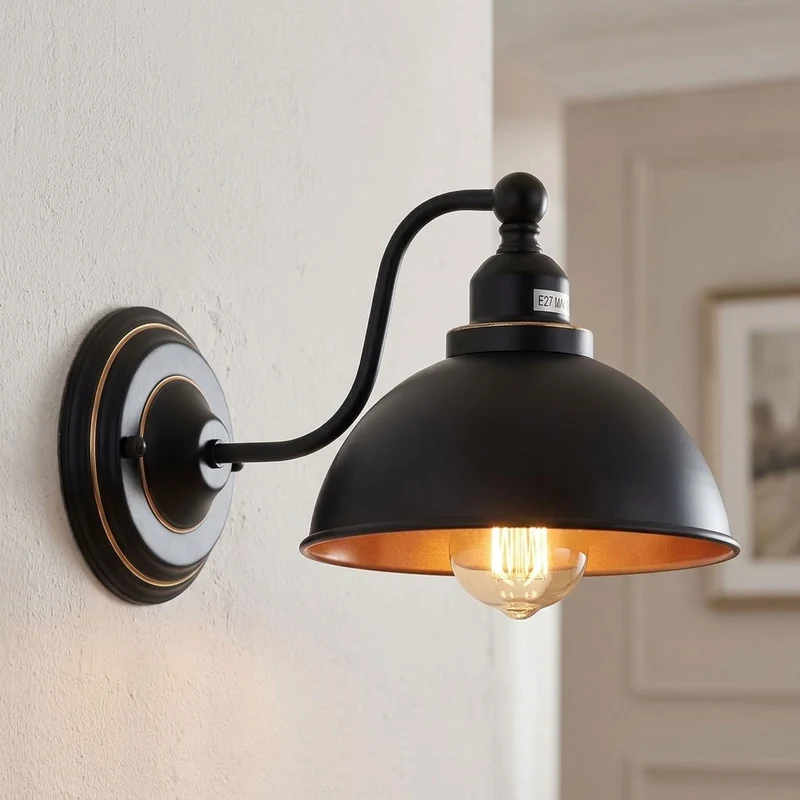 Vintage Farmhouse Wandleuchte – Industrie Wandlampe Bett | Ø 21cm | E27 ~3822