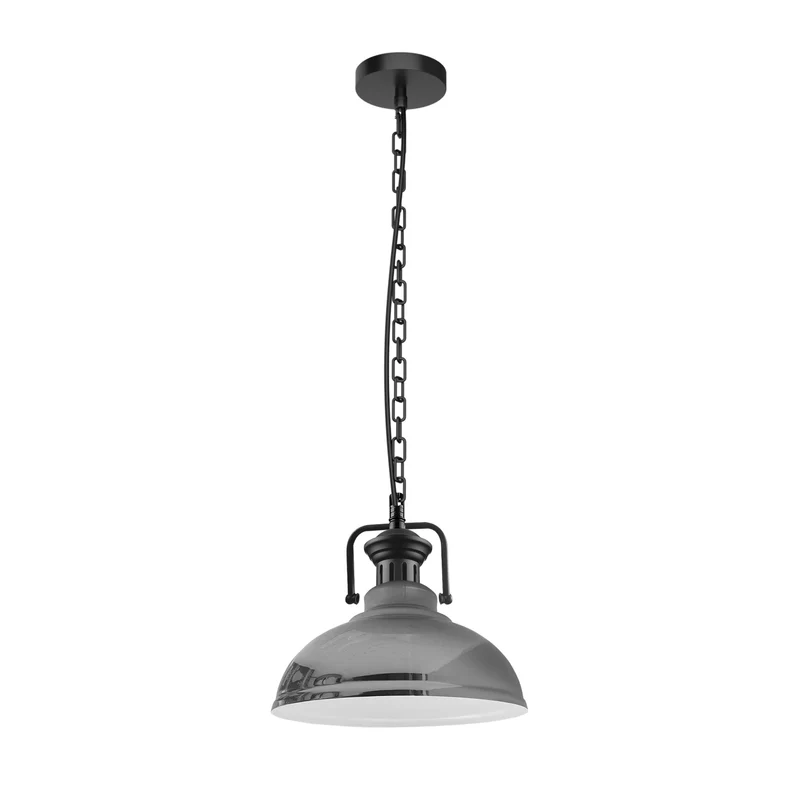 Verstellbare Chrom-Vintage-Pendelleuchte – E27-Deckenlampe mit weiß beschichtetem Schirm ~3040