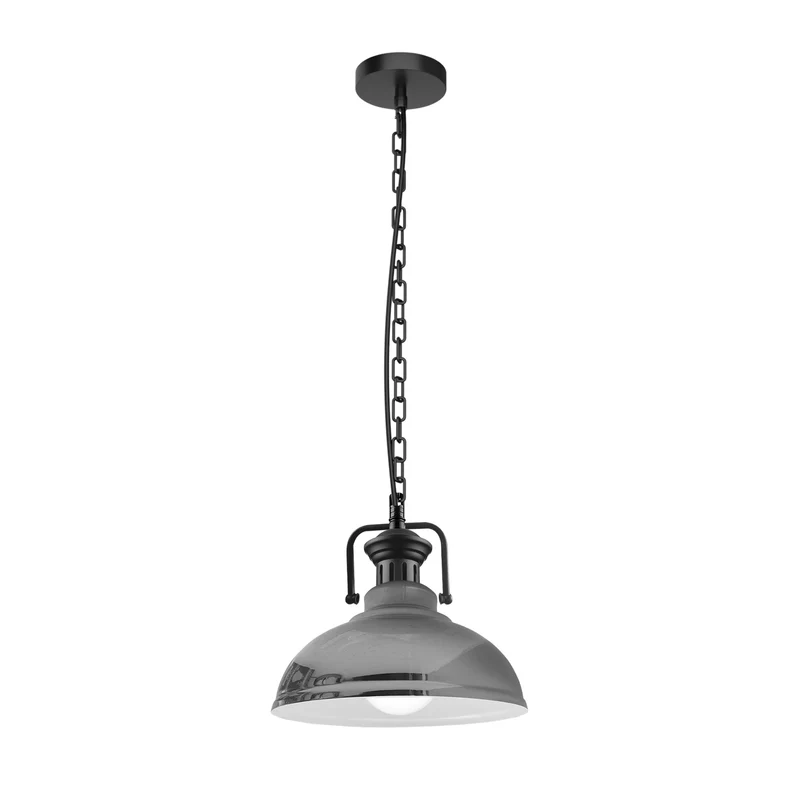 Verstellbare Chrom-Vintage-Pendelleuchte – E27-Deckenlampe mit weiß beschichtetem Schirm ~3040
