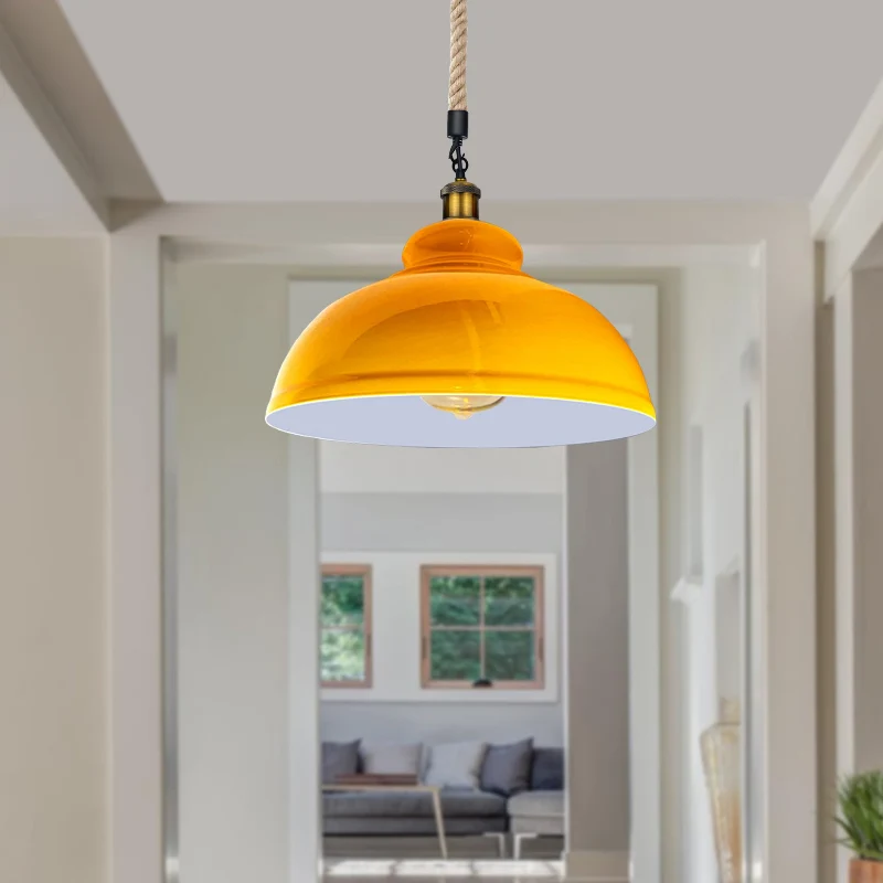 Industrial Hanfseil Pendelleuchte Mit E27 Deckenlampe~3037