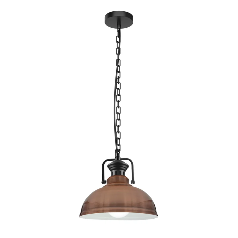 Verstellbare Kupfer-Vintage-Pendelleuchte – E27-Deckenlampe mit weiß beschichtetem Schirm ~3041