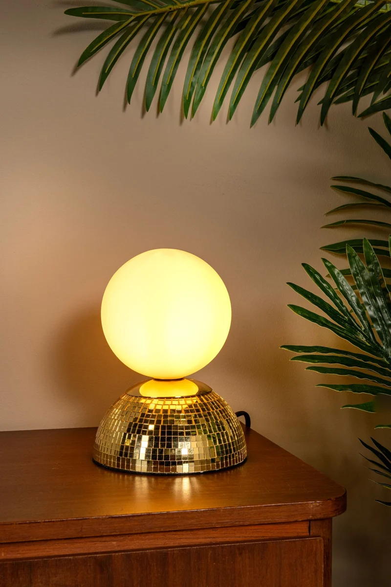 Tischlampe Glitzer mit Schirm aus Glas