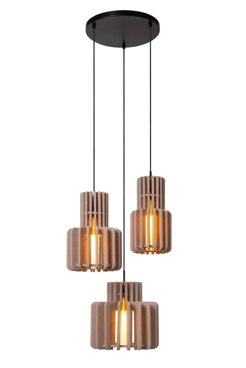 Pendelleuchte Rollo 3-flammig mit Glasschirm