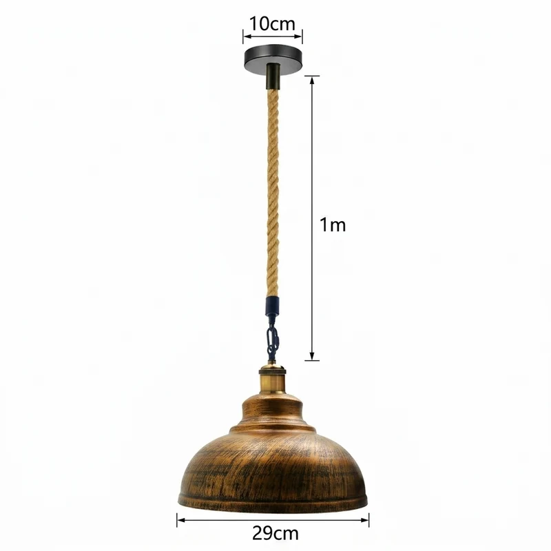 Gutsherrenlampe Seil – Industrie Vintage Pendelleuchte Kücheninsel | Ø 29cm | E27 ~3028