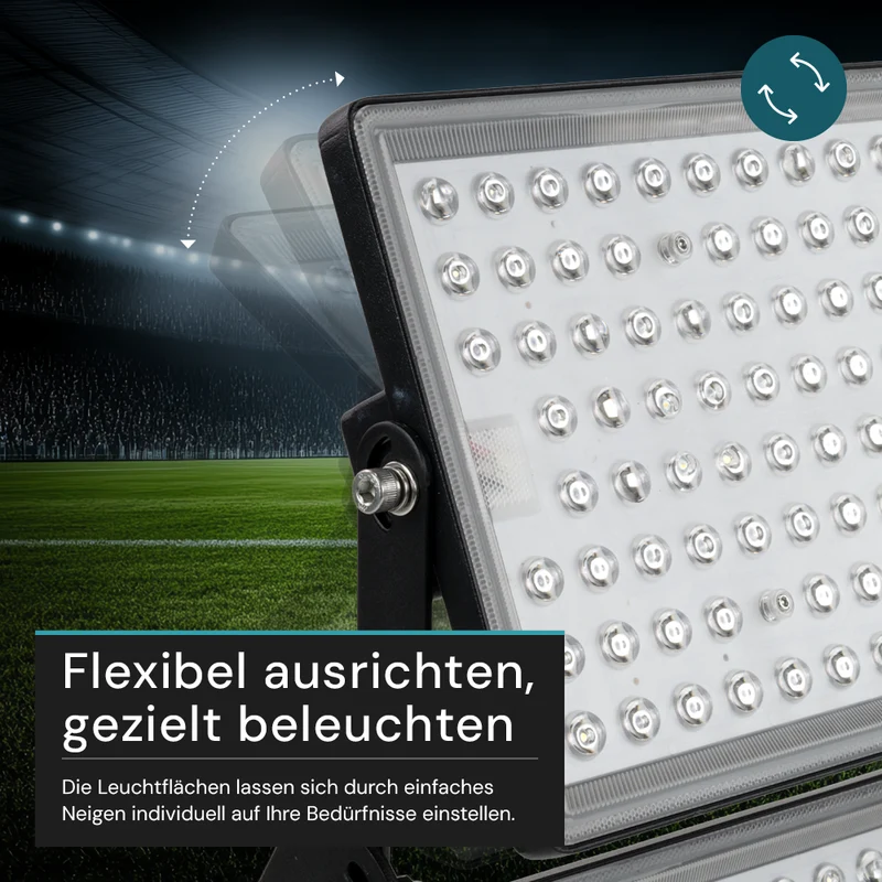 Stadion Fluter, 500 W, 5000 K (neutralweiß), 70000 lm, IP65, MOSO Treiber, Großflächenstrahler