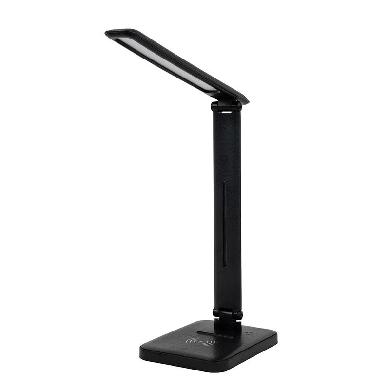 LED-Tischleuchte mit induktiver Ladestation, schwarz, inklusive Dimm- und CCT-Funktion, 5 W Leistung, 160x320 mm