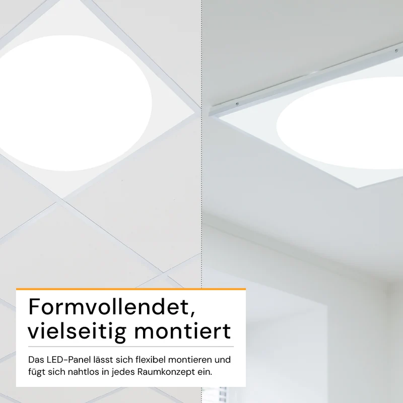 5er Pack LED Panel runde Leuchtfläche, 62x62 cm, 30 W, 3.600 lm, 4000 K (neutralweiß)