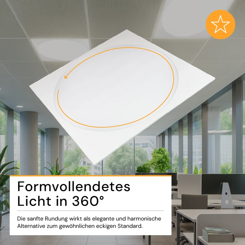 LED Panel runde Leuchtfläche, 62x62 cm, 30 W, 3.600 lm, 4000 K (neutralweiß)
