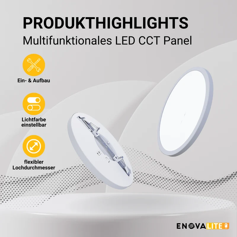 10er Set LED CCT Einbauleuchte, 24 W, 2565 lm, 3000–6000 K