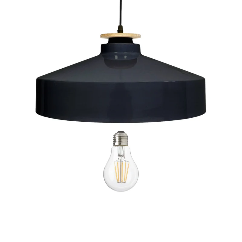 Elegante Pendelleuchte in Schwarz inkl E27-Filamentleuchtmittel, 7W/700lm, 2700K/warmweiß, runde Form, aus Stahl, E27-Fassung, IP20, Ø40 cm