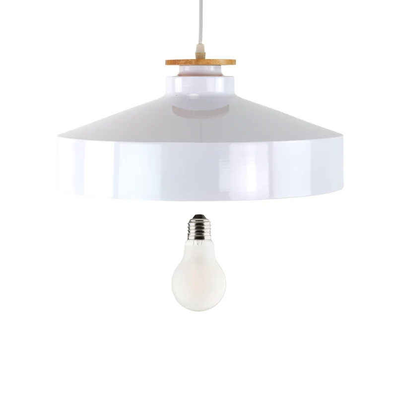 Elegante Pendelleuchte in Weiß inkl E27-Filamentleuchtmittel, 7W/700lm, 2700K/warmweiß, Milchglas, runde Form, aus Stahl, E27-Fassung, IP20, Ø40 cm