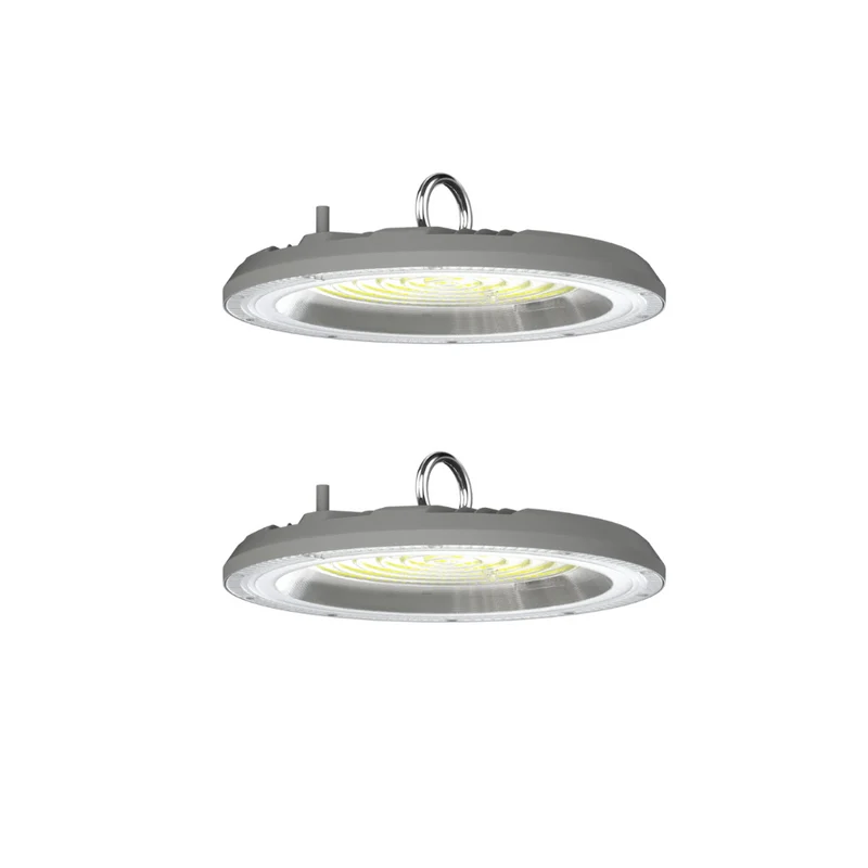 2er-Pack LED-Highbay, Hallenstrahler rund, grau, 100 W, 10000 lm, CCT 3000-6500 K (warm-, neutral-, kaltweiß), IP65