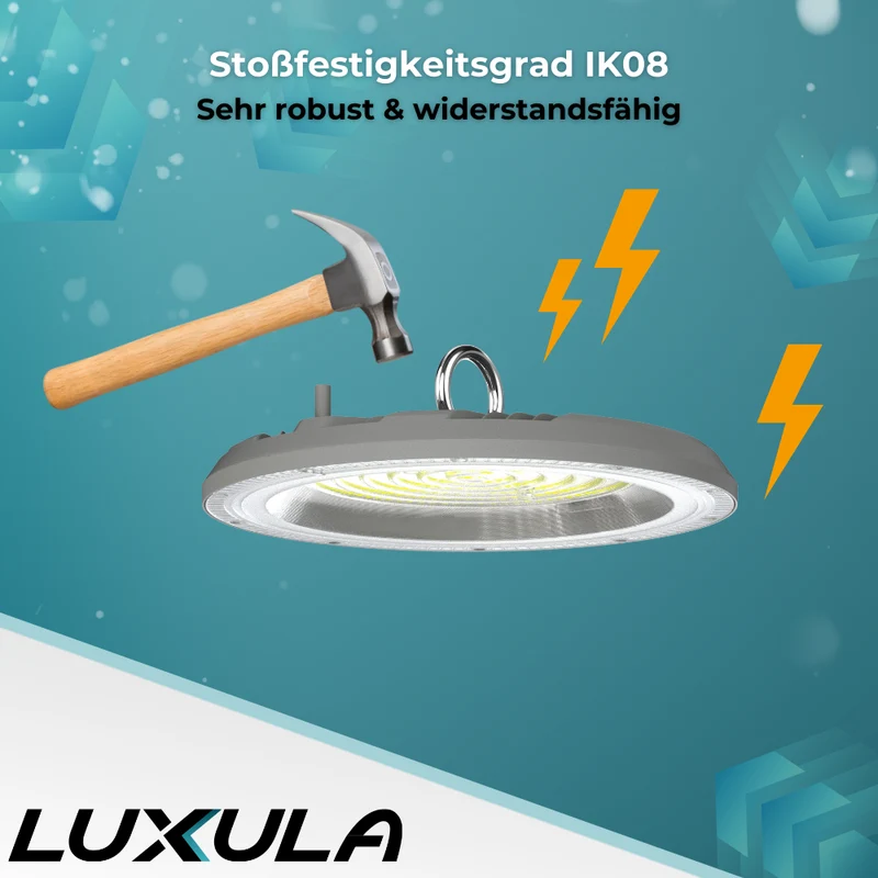 2er-Pack LED-Highbay, Hallenstrahler rund, grau, 100 W, 10000 lm, CCT 3000-6500 K (warm-, neutral-, kaltweiß), IP65