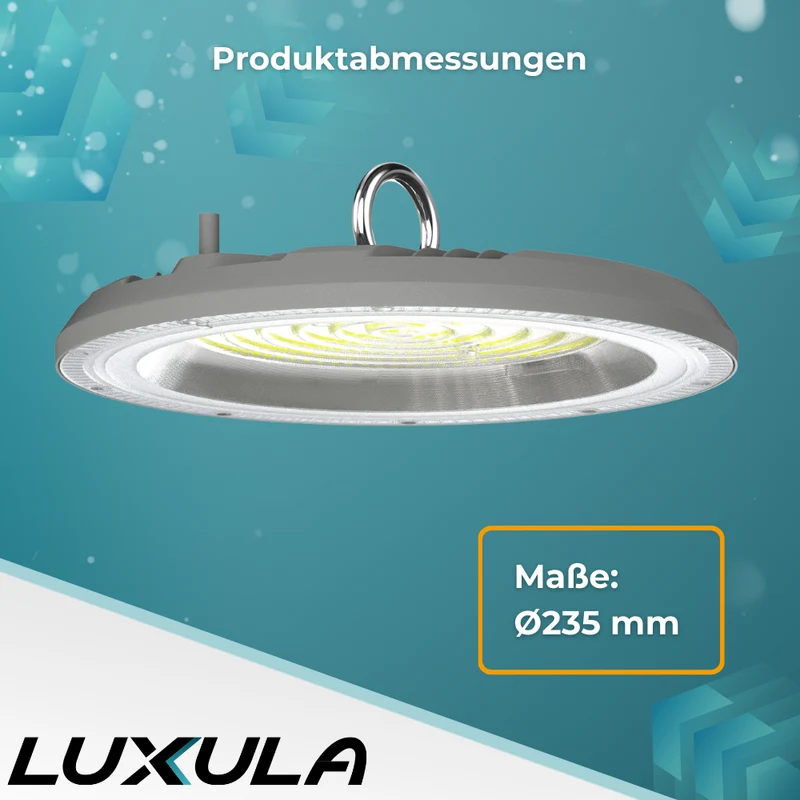 2er-Pack LED-Highbay, Hallenstrahler rund, grau, 100 W, 10000 lm, CCT 3000-6500 K (warm-, neutral-, kaltweiß), IP65