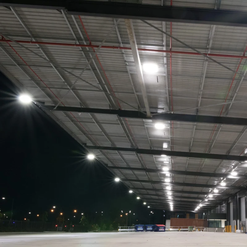 2er-Pack LED-Highbay, Hallenstrahler rund, grau, 100 W, 10000 lm, CCT 3000-6500 K (warm-, neutral-, kaltweiß), IP65