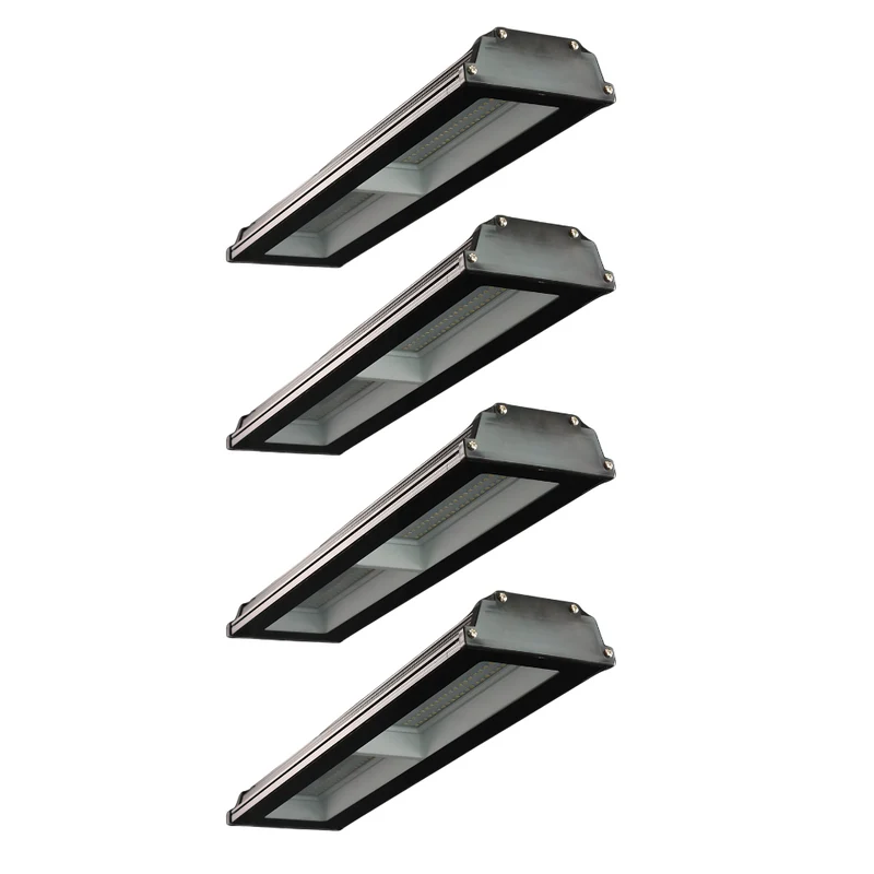 4er Pack LED-Hallenleuchte, linear, 100 W, 10000 lm, 4000 K (neutralweiß), IP65, schwarz