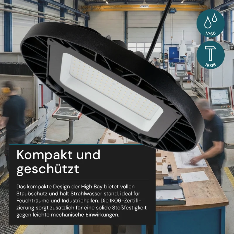 LED-HighBay, UFO, Hallenstrahler, 150 W, 14400 lm, 5000 K (neutralweiß), IP65