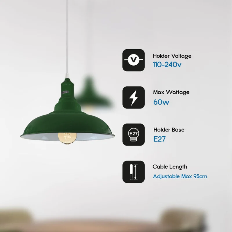 Pendelleuchte höhenverstellbar, green, Metall, E27 lampe~3007