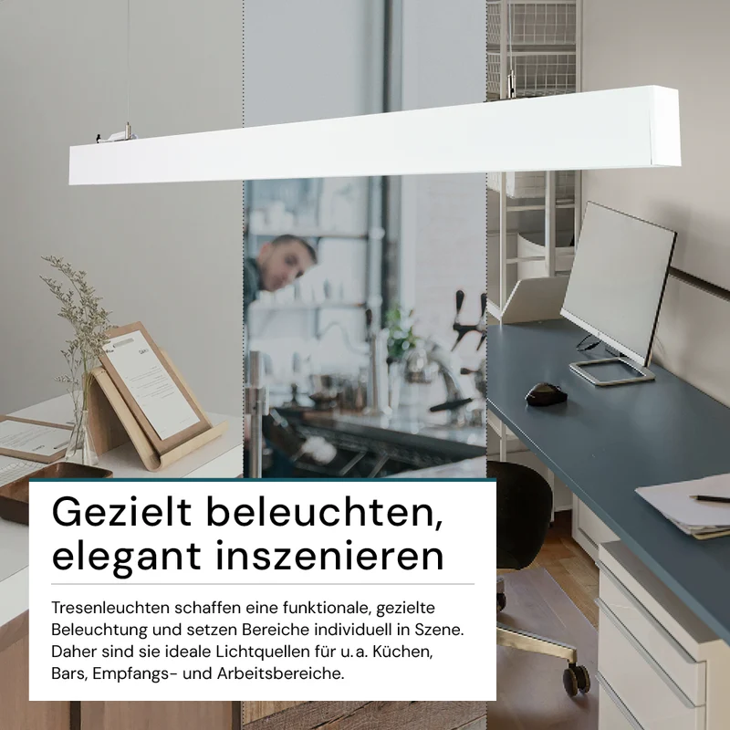 3er-Pack LED Büro-/Tresenleuchte Up&Down, weiß, 120 cm, 30 W, 3600 lm, UGR<19, 3000-6500 K (CCT), LIFUD Netzteil, erweiterbar, Aluminium