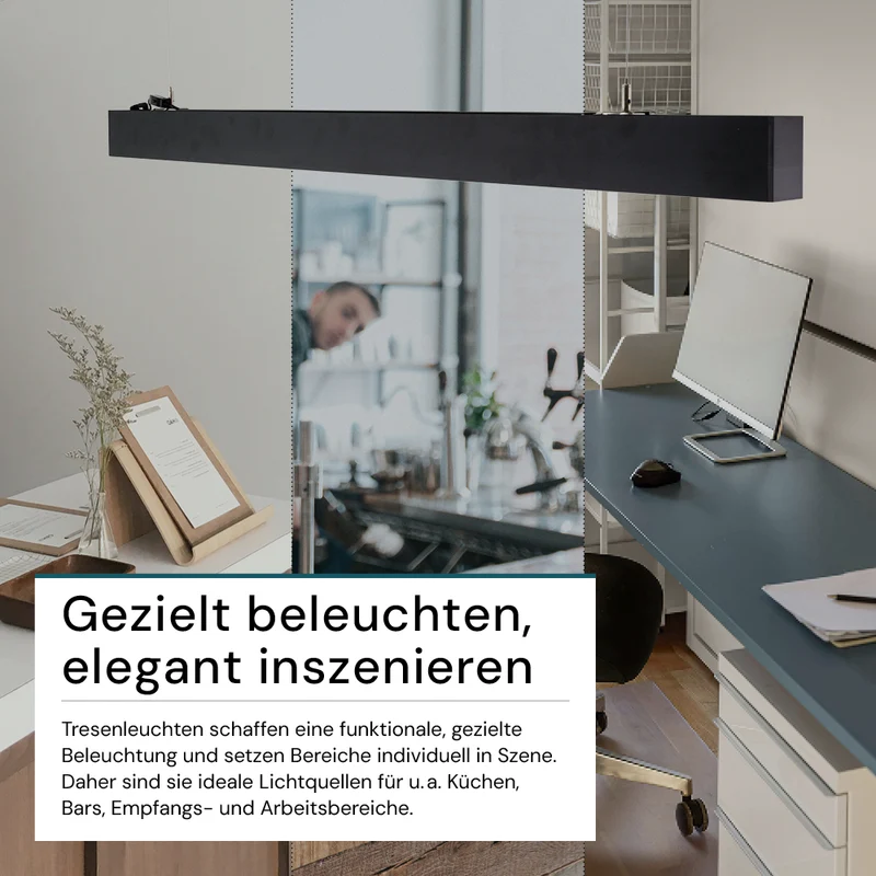 9er-Pack LED Büro-/Tresenleuchte Up&Down, schwarz, 120 cm, 30 W, 3600 lm, UGR<19, 3000-6500 K (CCT), LIFUD Netzteil, erweiterbar, Aluminium