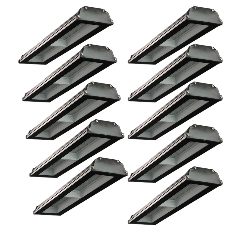 10er Pack LED-Hallenleuchte, linear, 100 W, 10000 lm, 4000 K (neutralweiß), IP65, schwarz