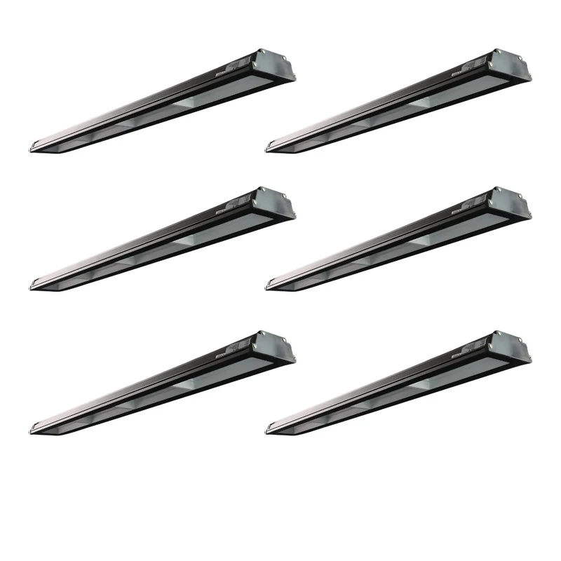 6er Pack LED-Hallenleuchte, linear, 200 W, 20000 lm, 4000 K (neutralweiß), IP65, schwarz
