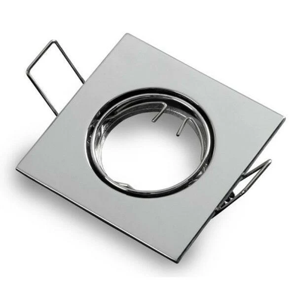 2er-Pack Einbauringe für GU10/MR16 Leuchtmittel, Chromoptik, eckig