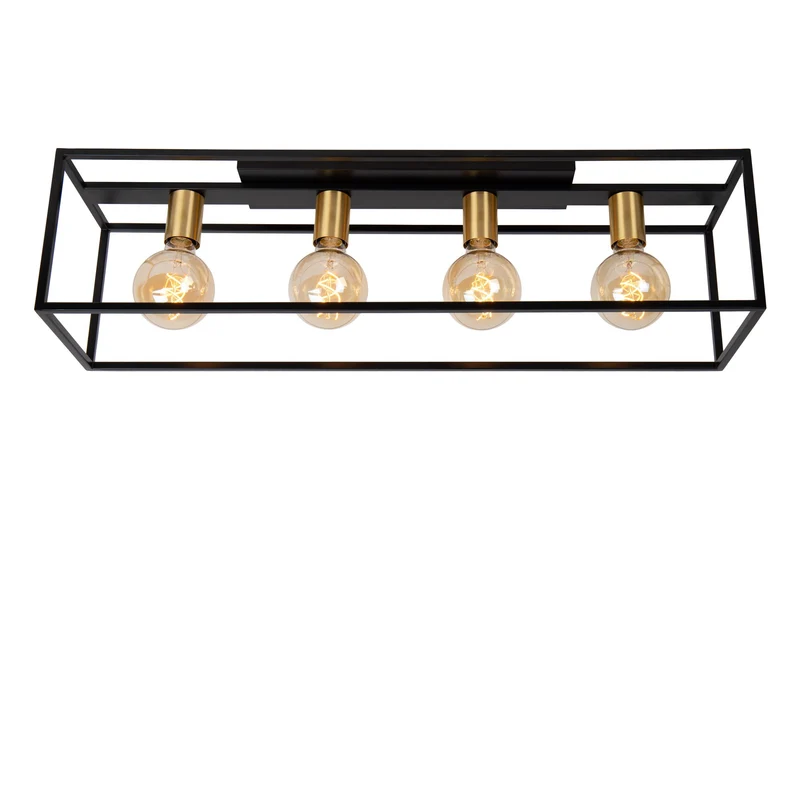 Deckenleuchte Ruben 4-flammig Retro Schwarz, Messing 80cm