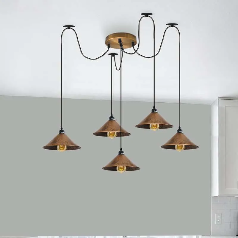 Retro Deckenbaldachin für Lampe rund 5-fach Steckdosen~2853