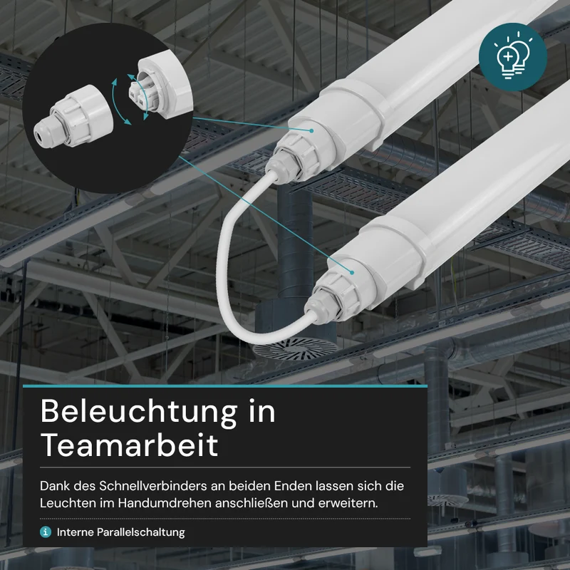 8er-Pack LED Feuchtraumleuchte SLIM, 120 cm, 36 W, 4320 lm, 4000 K (neutralweiß), IP65, IK06, durchschleifbar, mit Quick Connector