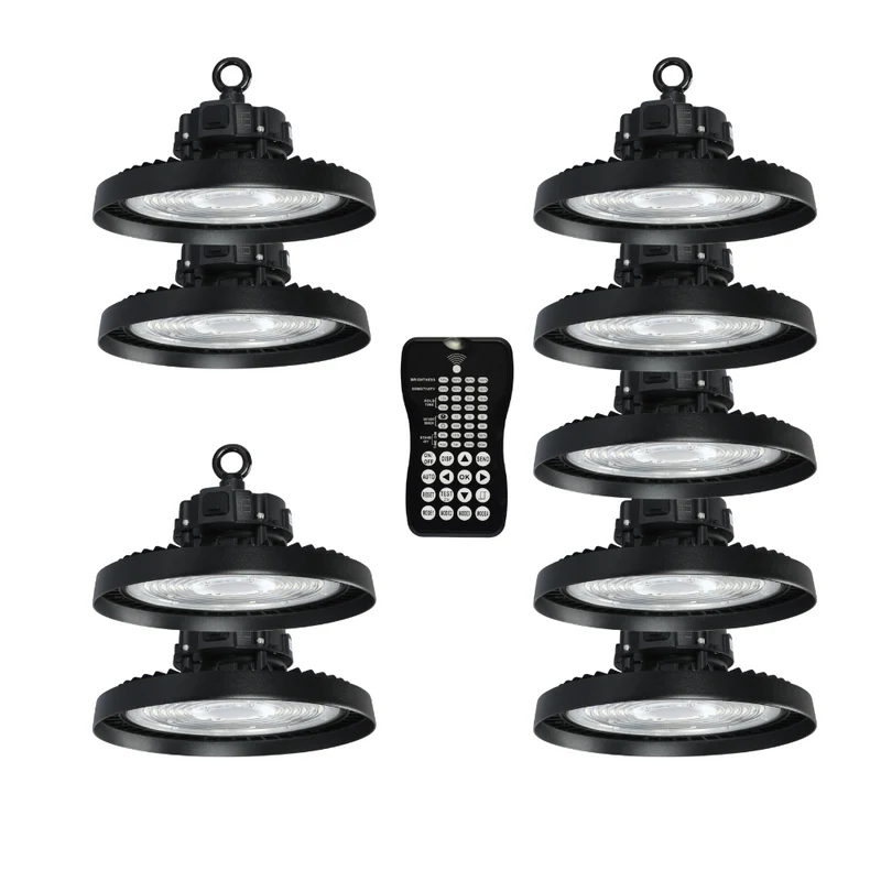 9er-Pack LED-Hallenstrahler, mit Bewegungsmelder, Leistung einstellbar, 100/150/200W, 4000 K (neutralweiß), 17000-34000 lm, IP65, 0-10V dimmbar, inkl Fernbedienung