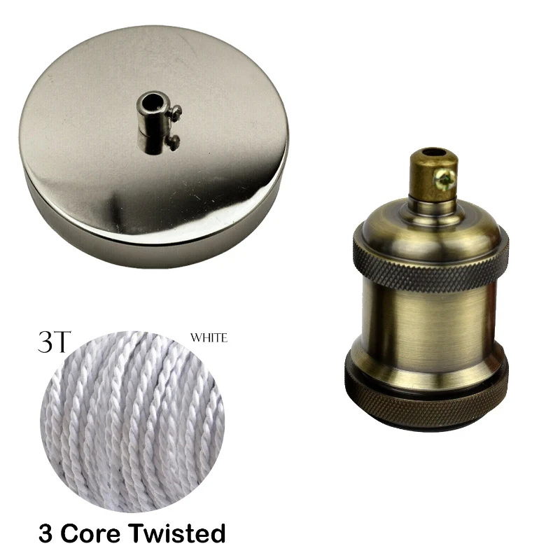 DIY Lampen-Set E27: Deckenrosette Fassung & Textilkabel ~2919