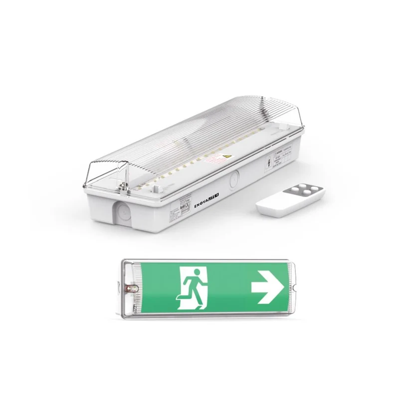 LED-Fluchtwegleuchte mit Notstromakku 3h, TEST-Funktion, Dauer- und Notbetrieb, mit Fernbedienung, IP65