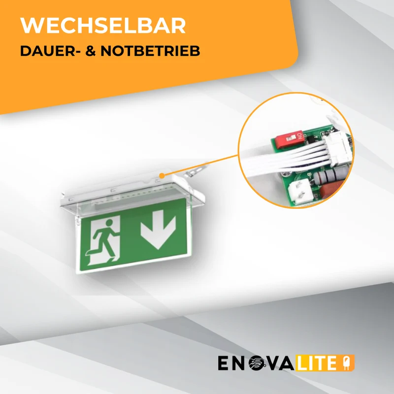 LED-Fluchtwegleuchte mit Notstromakku 3h, TEST-Funktion, Dauer- & Notbetrieb, IP65