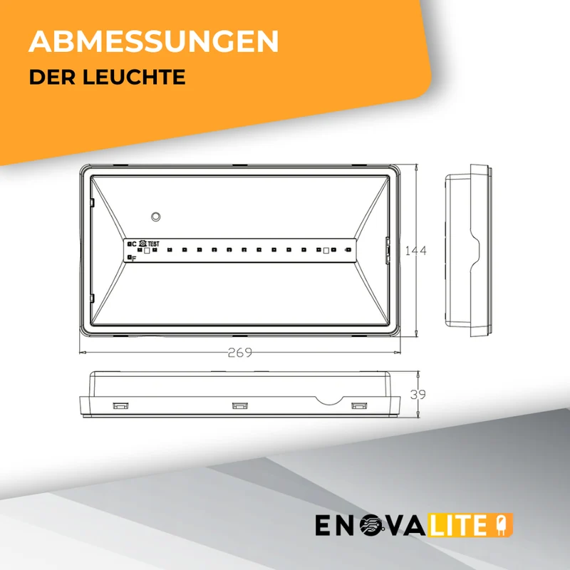 LED-Fluchtwegleuchte mit Notstromakku 3h, TEST-Funktion, Dauer- & Notbetrieb, IP65