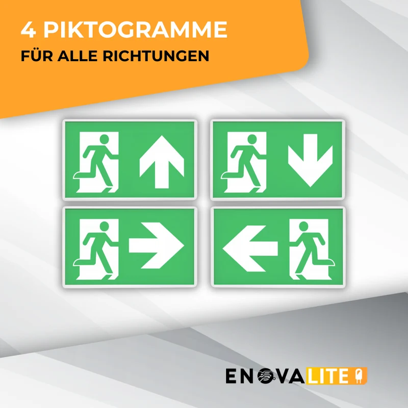 LED-Fluchtwegleuchte 4in1 mit Fernbedienung, Notstromakku 3h, TEST-Funktion