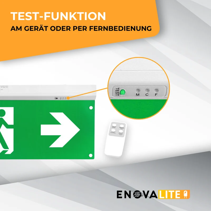 LED-Fluchtwegleuchte 4in1 mit Fernbedienung, Notstromakku 3h, TEST-Funktion