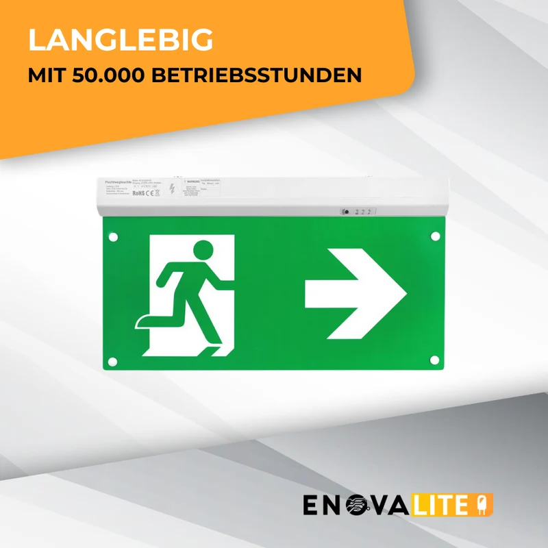 LED-Fluchtwegleuchte 4in1 mit Fernbedienung, Notstromakku 3h, TEST-Funktion
