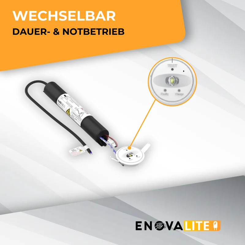 LED-Notstrom Downlight mit Fernbedienung – 3 h Notbetrieb, Einbauspot