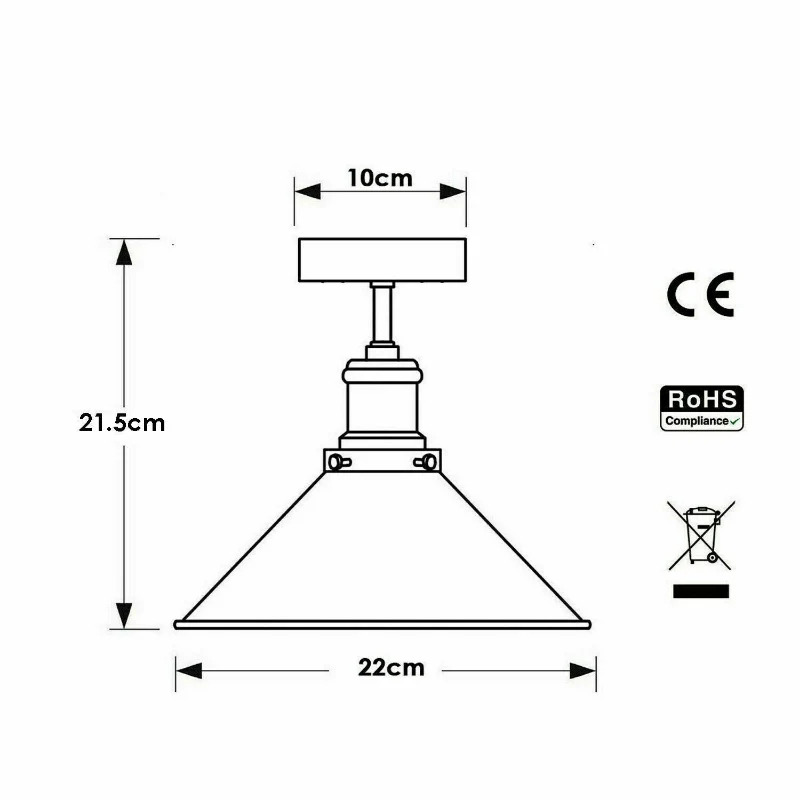 Industrial Gelb Metall Deckenleuchten E27 Deckenlampe~2987