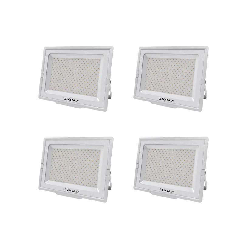 4er Pack LED-Fluter, 300 W, 4000 K (neutralweiß), 30000 lm, weiß, IP65